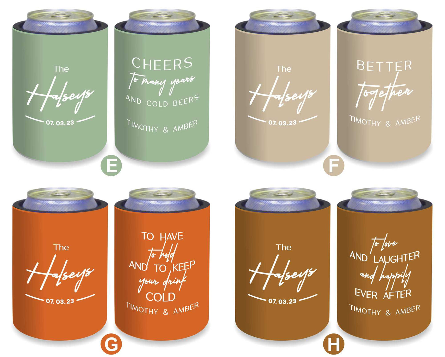 Quantity 10 - Personalised Stubby Holders - Wedding - With 11 most popular wedding sayings - #236 - FREE SHIPPING.