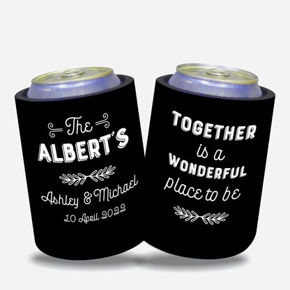 Personalized Wedding Stubby Holders. - Together is a wonderful place to be. Quantity 20 - #2 - FREE EXPRESS SHIPPING