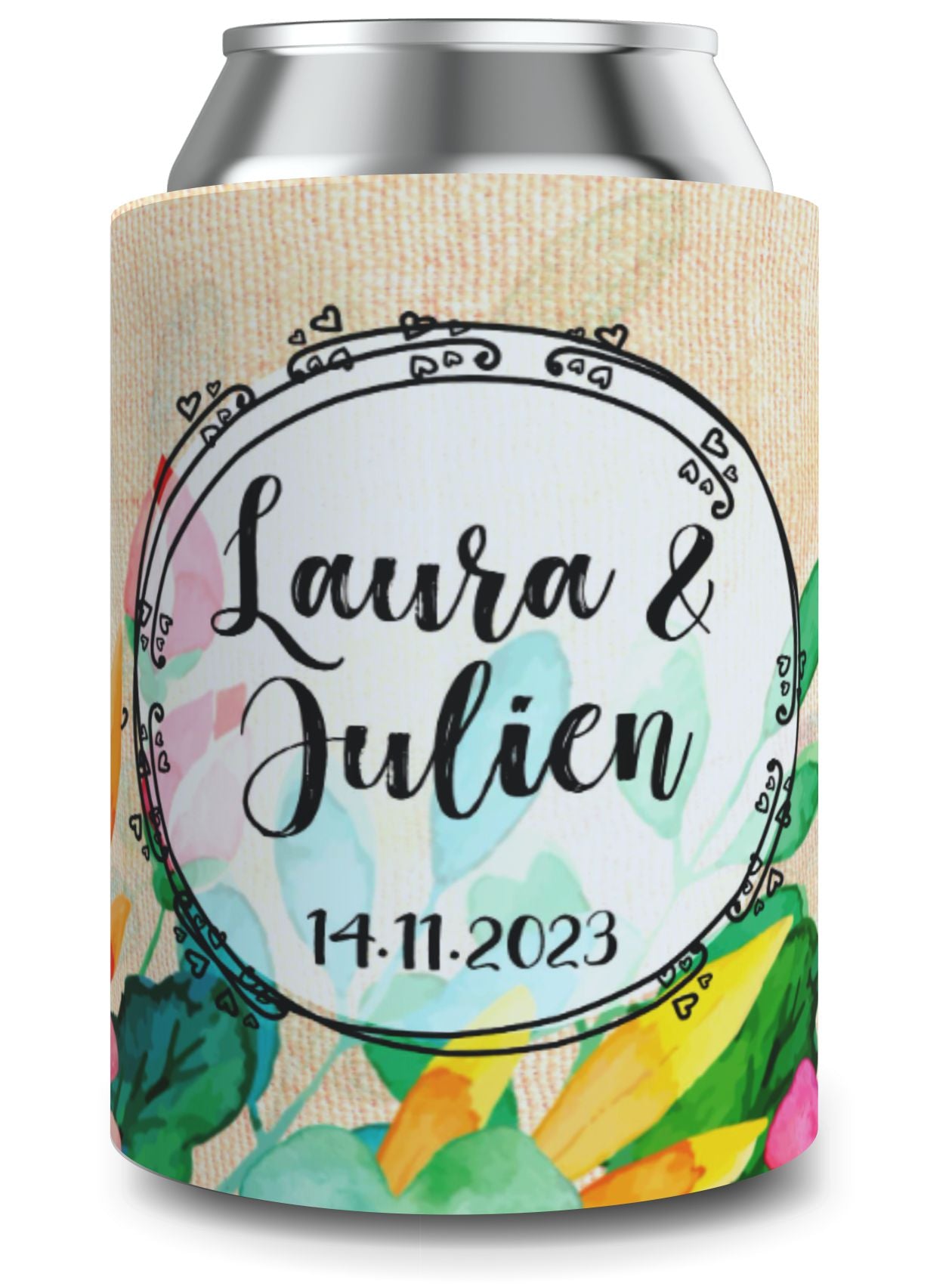 Full Colour Sublimated Wedding Stubby Holder / Can Cooler - Quantity of 20 - Design 35