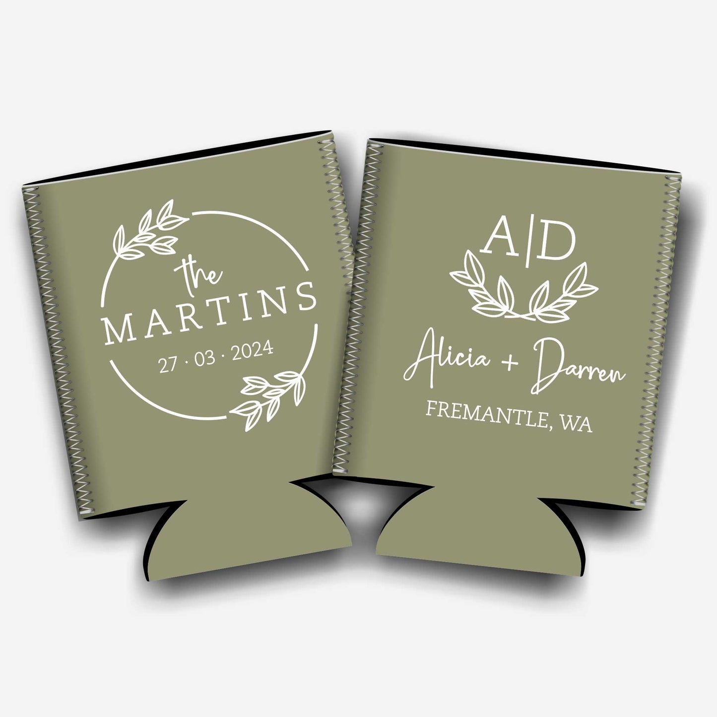 Colapsible flat-pack stubby holders wedding