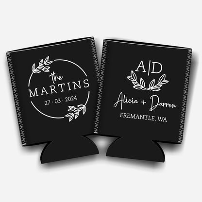 Personalized Flat-Pack Collapsible Wedding Stubby Holders / Can Cooler. Wedding Favors. - Quantity of 20 - Design #35 - FREE SHIPPING