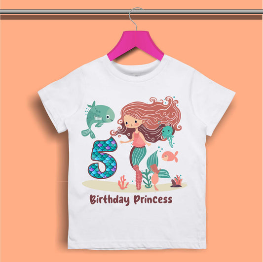 Mermaid Birthday Princess T-shirt for Girls - #382