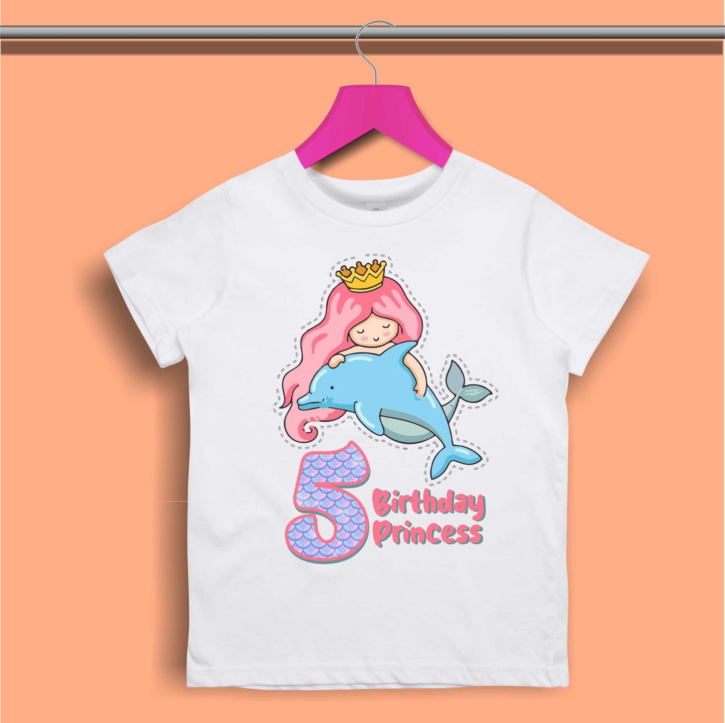 Mermaid Birthday Princess T-shirt for Girls - #383