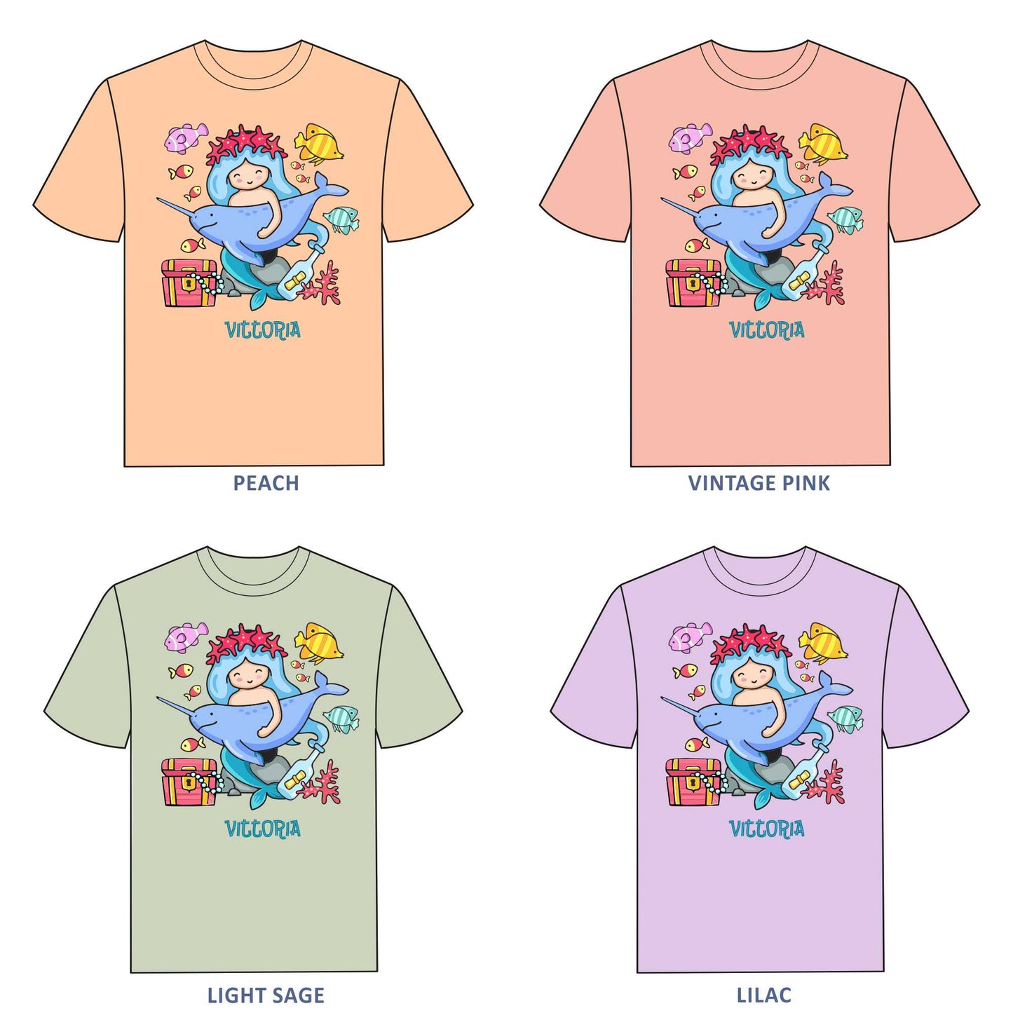 Mermaid Birthday Princess T-shirt for Girls - #384