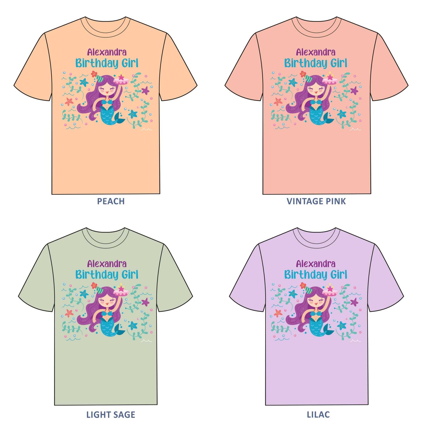 Mermaid Birthday T-shirt for Girls - #389