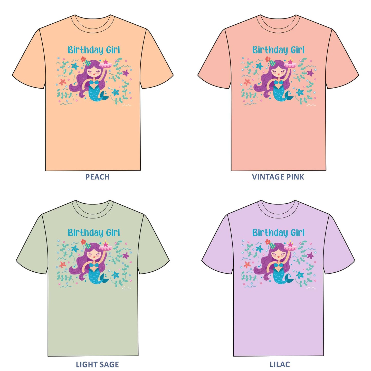 Mermaid Birthday T-shirt for Girls - #389