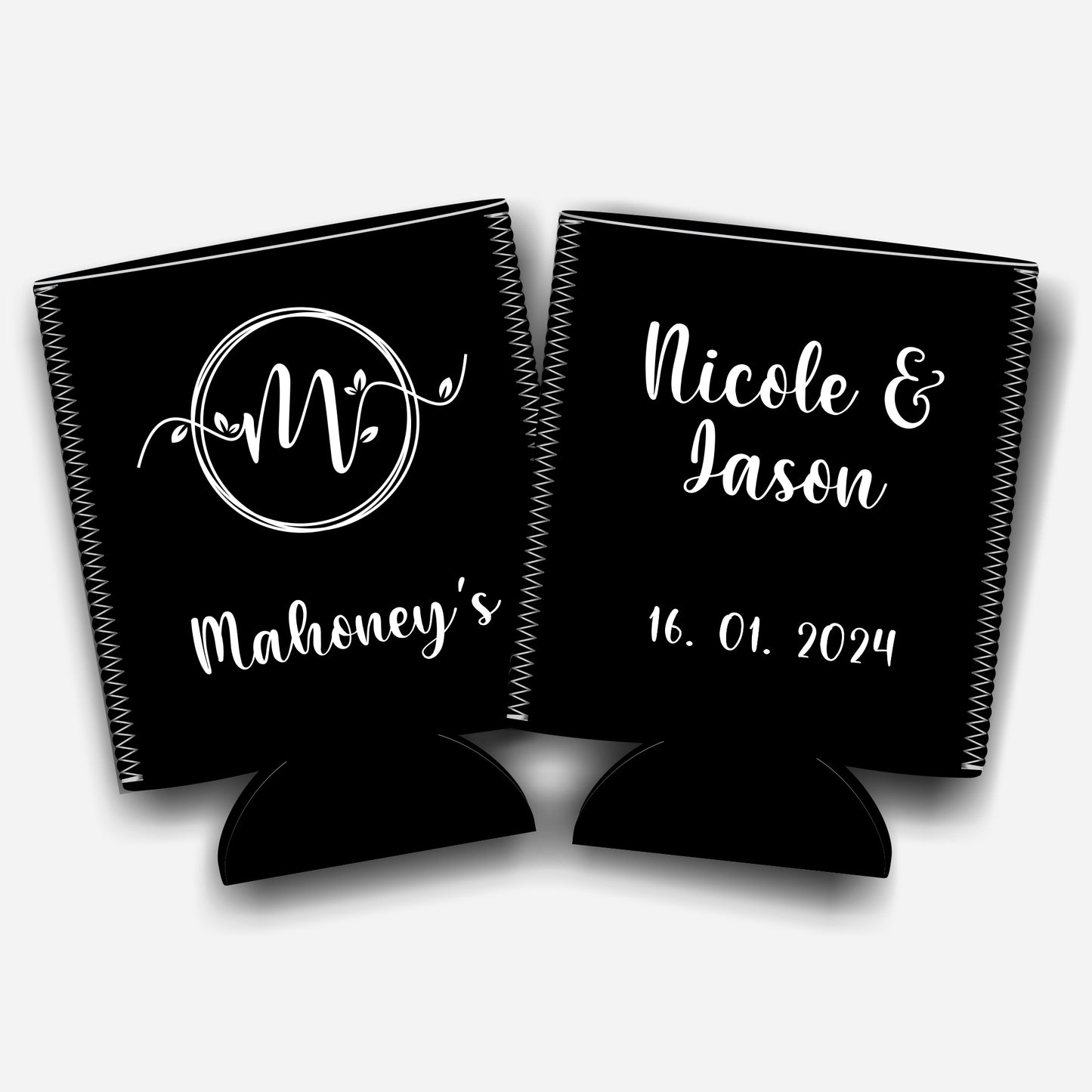 Personalized Flat-Pack Collapsible Wedding Stubby Holders / Can Cooler. Wedding Favors. - Quantity of 20 - Design #38 - FREE SHIPPING