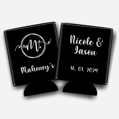 Personalized Flat-Pack Collapsible Wedding Stubby Holders / Can Cooler. Wedding Favors. - Quantity of 20 - Design #38 - FREE SHIPPING