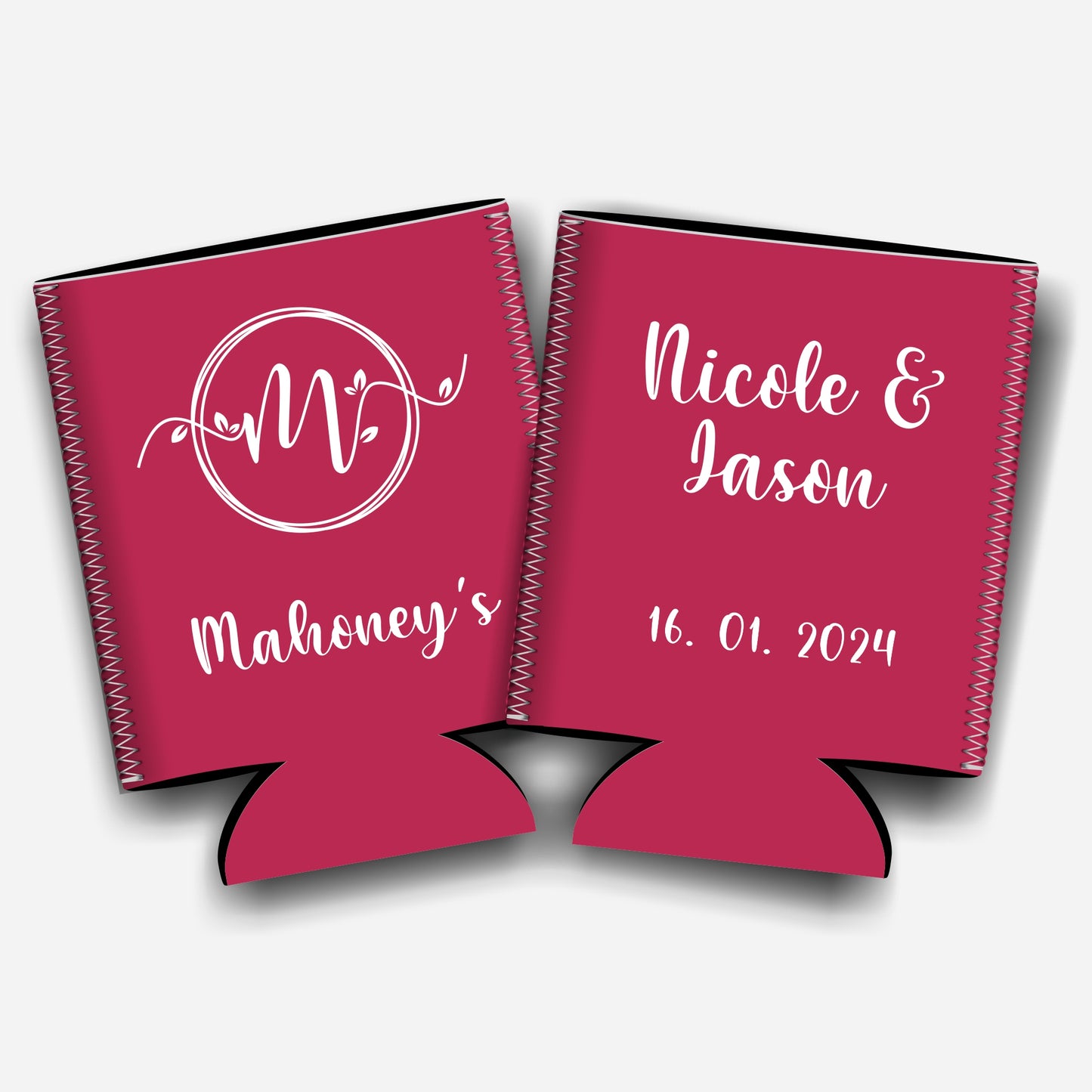 Personalized Flat-Pack Collapsible Wedding Stubby Holders / Can Cooler. Wedding Favors. - Quantity of 20 - Design #38 - FREE SHIPPING