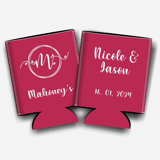 Personalized Flat-Pack Collapsible Wedding Stubby Holders / Can Cooler. Wedding Favors. - Quantity of 20 - Design #38 - FREE SHIPPING