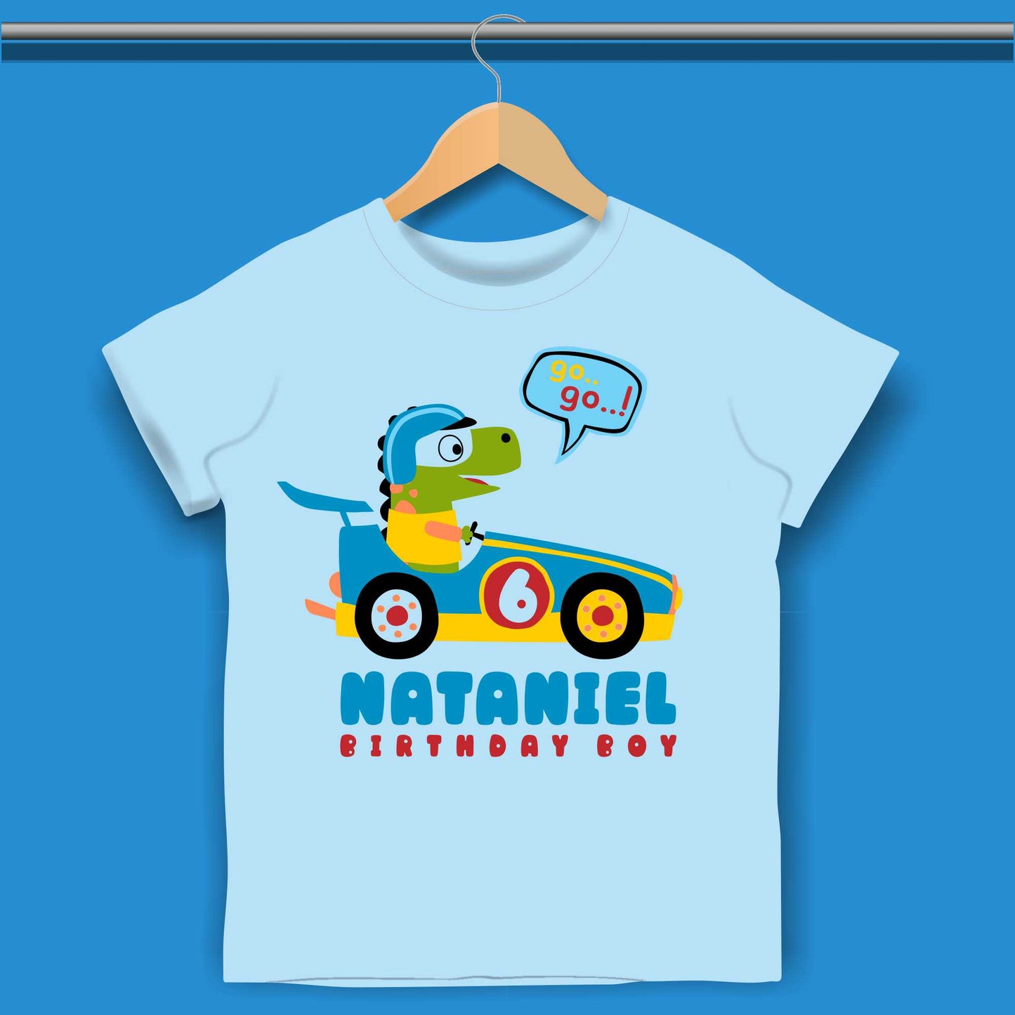 Race car Dinosaur Birthday T-shirt for Boys 