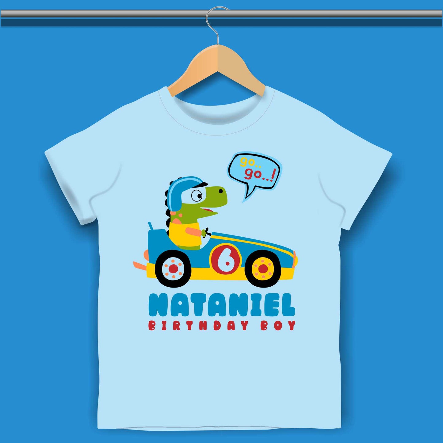 Race car Dinosaur Birthday T-shirt for Boys 