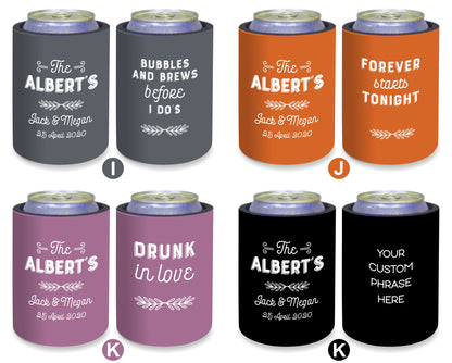 Personalized Wedding Stubby Holders 