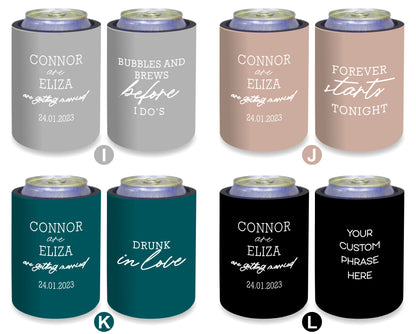 Personalized Wedding Stubby Holders - Quantity 20 - #241 - FREE EXPRESS SHIPPING.