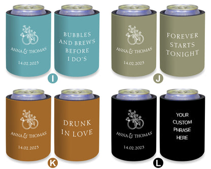 Personalised Wedding Stubby Holders - Quantity 20 - #261 - FREE EXPRESS SHIPPING.