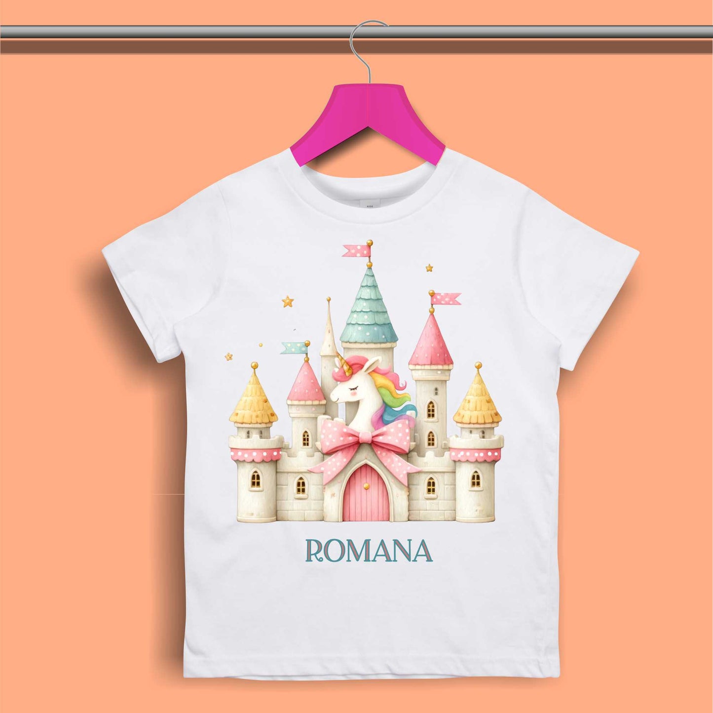 Fairytale Unicorn Castle T-shirt for Girls - #411