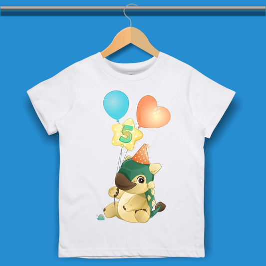 Cartoon Dino Birthday T-shirt for Boys #412