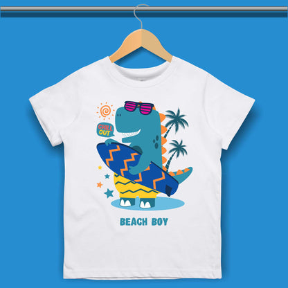 Cartoon Surf Dino T-shirt for Boys #421