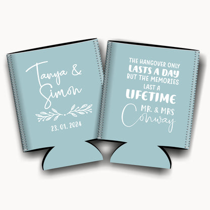 Personalized Flat-Pack Collapsible Wedding Stubby Holders / Can Cooler. Wedding Favors. - Quantity of 20 - Design #42 - FREE SHIPPING