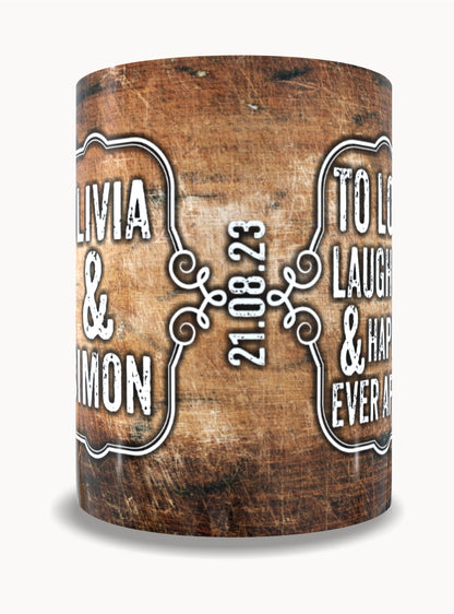 Full Colour Rustic Wedding Stubby Holder / Can Cooler 