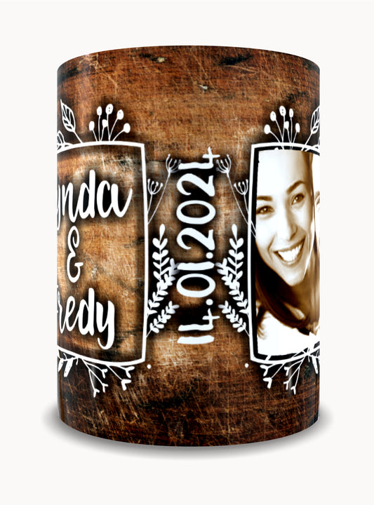 Full Colour Rustic Wedding Stubby Holder / Can Cooler 