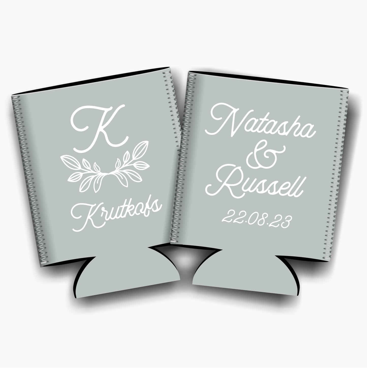 Personalized Flat-Pack Collapsible Wedding Stubby Holders / Can Cooler. Wedding Favors. - Quantity of 20 - Design #49 - FREE SHIPPING