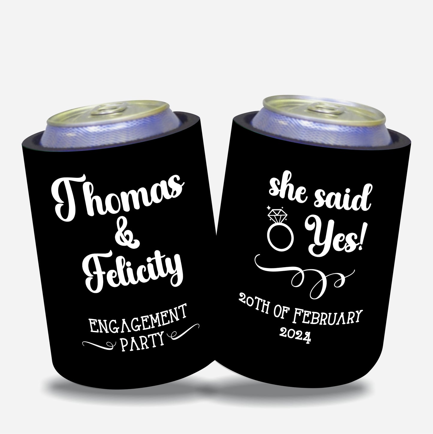 Personalized Wedding Stubby Holders. - She said yes engagement party. Quantity 20 - #61 - FREE EXPRESS SHIPPING