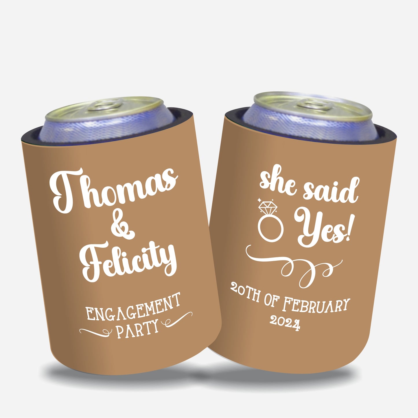 Personalized Wedding Stubby Holders. - She said yes engagement party. Quantity 20 - #61 - FREE EXPRESS SHIPPING