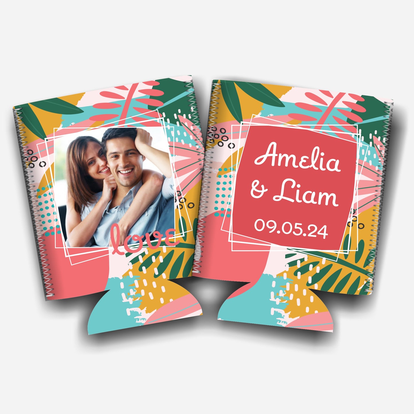 Personalized Flat-Pack Collapsible Wedding Stubby Holders / Can Cooler. Wedding Favors. - Quantity of 20 - Design #65 - FREE SHIPPING