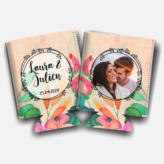 Personalized Flat-Pack Collapsible Wedding Stubby Holders / Can Cooler. Wedding Favors. - Quantity of 20 - Design #66 - FREE SHIPPING