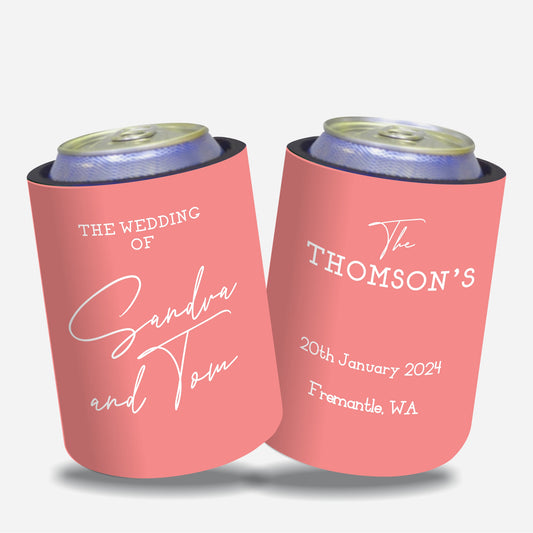 Personalized Wedding Stubby Holders - Quantity 20 - #70 - FREE EXPRESS SHIPPING.