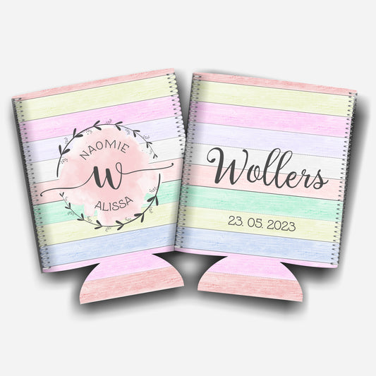 Personalized Flat-Pack Collapsible Wedding Stubby Holders / Can Cooler. Wedding Favors. - Quantity of 20 - Design #78 - FREE SHIPPING