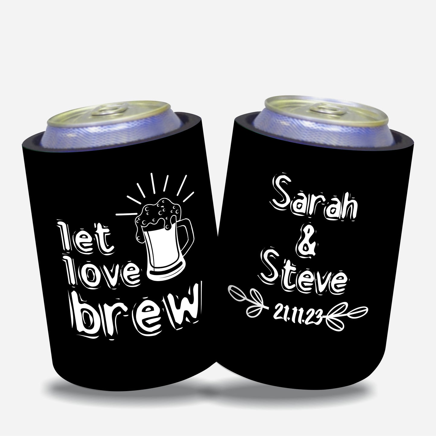 Personalized Wedding Stubby Holders. - Let Love Brew. Quantity 20 - #82 - FREE EXPRESS SHIPPING