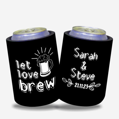 Personalized Wedding Stubby Holders. - Let Love Brew.