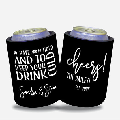 Personalized Wedding Stubby Holders. - To have and to hold and to keep your drink cold. - #86 - Quantity 20 - FREE SHIPPING