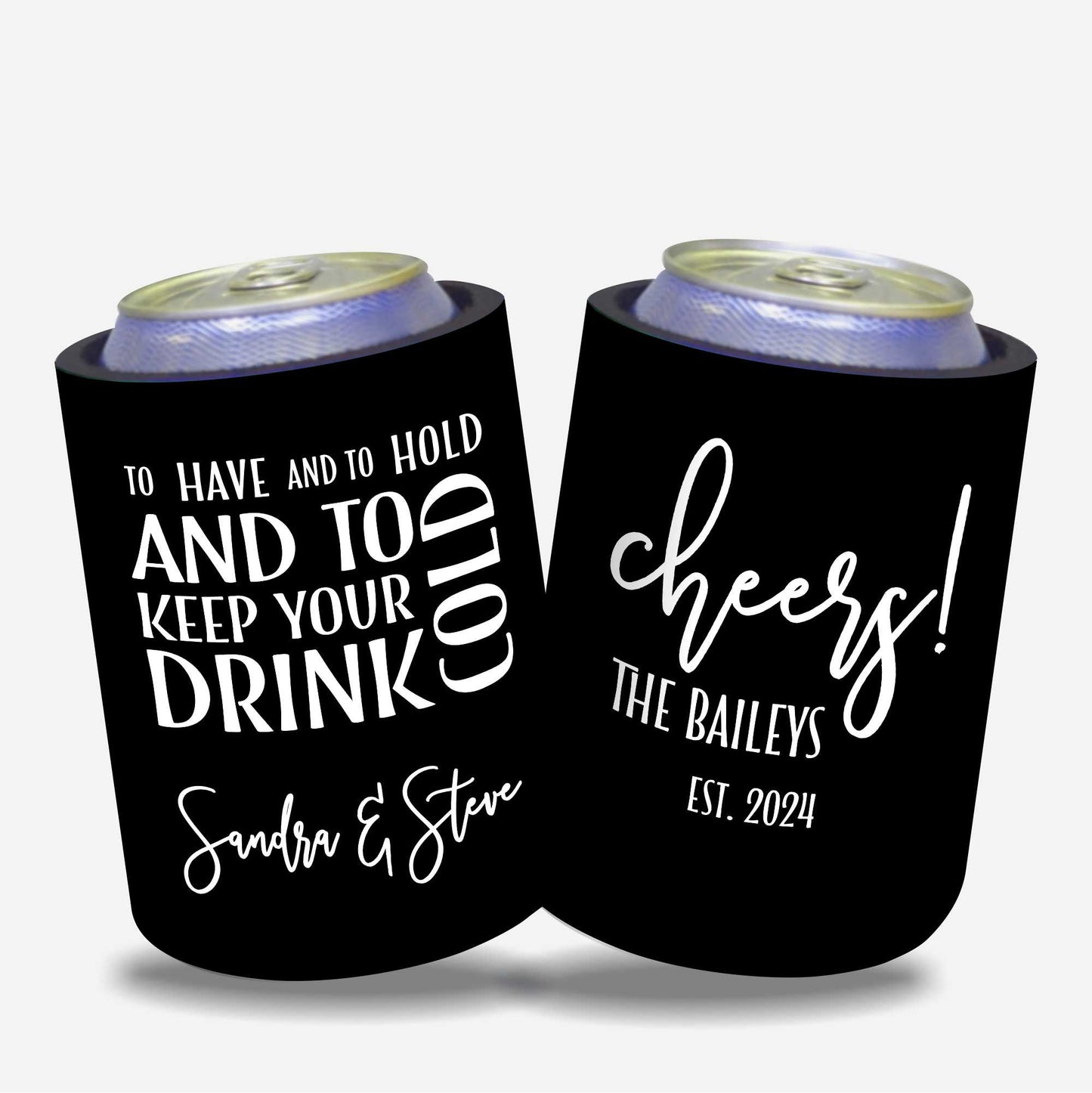 PerQuantity 10 - Personalised Stubby Holders - Wedding - To have and to hold and to keep your drink cold - #86 - FREE SHIPPING