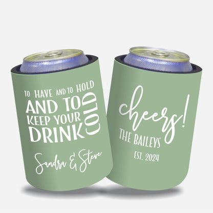 Personalized Wedding Stubby Holders. - To have and to hold and to keep your drink cold. - #86 - Quantity 20 - FREE SHIPPING