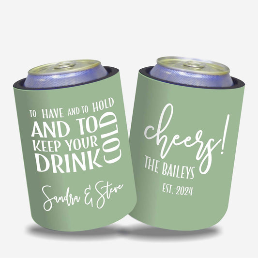 PerQuantity 10 - Personalised Stubby Holders - Wedding - To have and to hold and to keep your drink cold - #86 - FREE SHIPPING