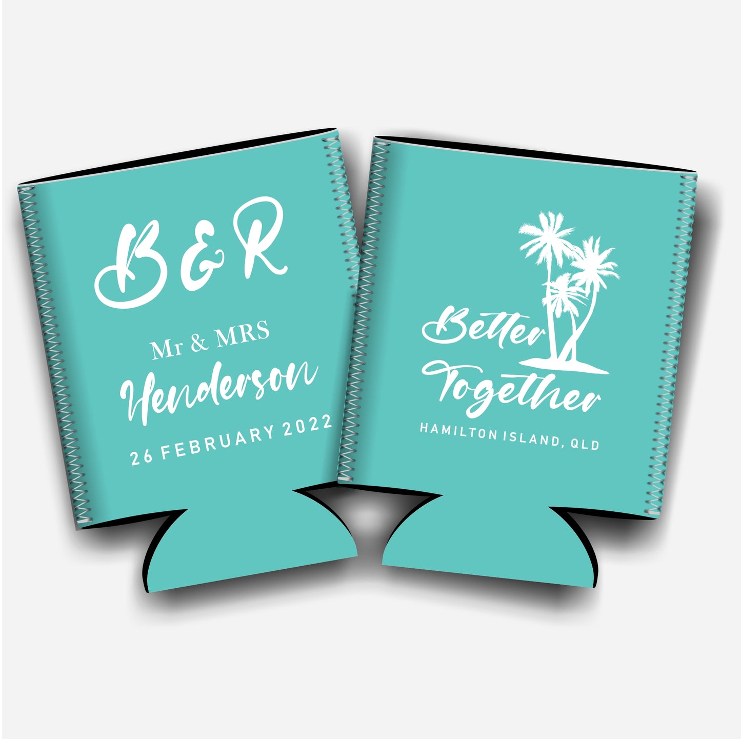 Better Together. Personalized Flat-Pack Collapsible Wedding Stubby Holders / Can Cooler. Wedding Favors. - Quantity of 20 - Design #87 - FREE SHIPPING