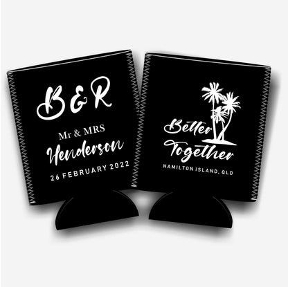 Better Together. Personalized Flat-Pack Collapsible Wedding Stubby Holders / Can Cooler. Wedding Favors. - Quantity of 20 - Design #87 - FREE SHIPPING