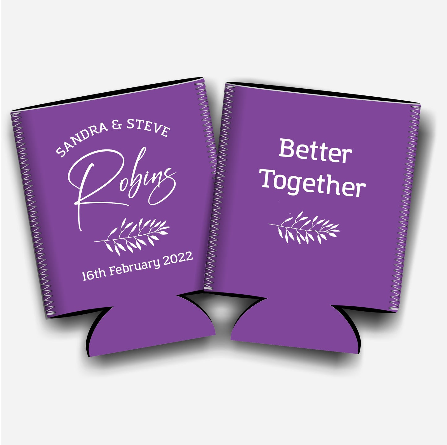 Better Together. Personalized Flat-Pack Collapsible Wedding Stubby Holders / Can Cooler. Wedding Favors. - Quantity of 20 - Design #89 - FREE SHIPPING