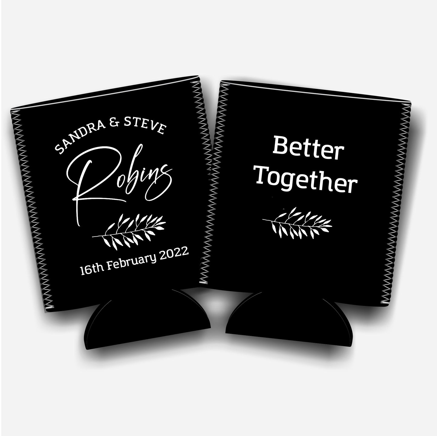 Better Together. Personalized Flat-Pack Collapsible Wedding Stubby Holders / Can Cooler. Wedding Favors. - Quantity of 20 - Design #89 - FREE SHIPPING