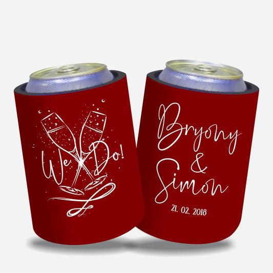 Personalized Wedding Stubby Holders - We do! Quantity 20 - #94 - FREE EXPRESS SHIPPING.