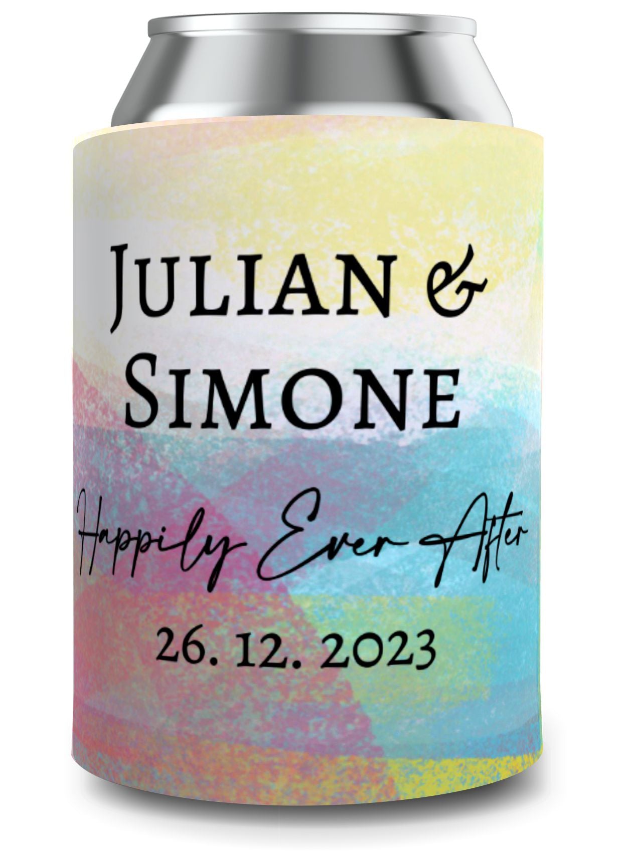 Full Colour Abstract Wedding Stubby Holder / Can Cooler - Quantity of 20 - Design 33