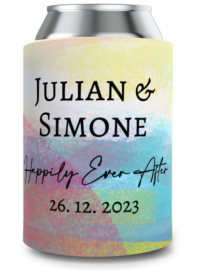 Full Colour Abstract Wedding Stubby Holder / Can Cooler - Quantity of 20 - Design 33