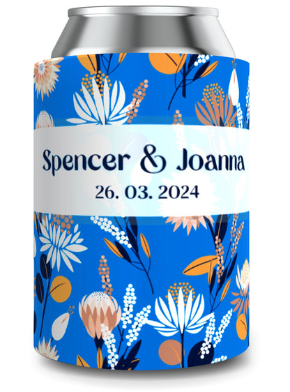 Full Colour Floral Wedding Stubby Holder / Can Cooler - Quantity of 20 - Design 39