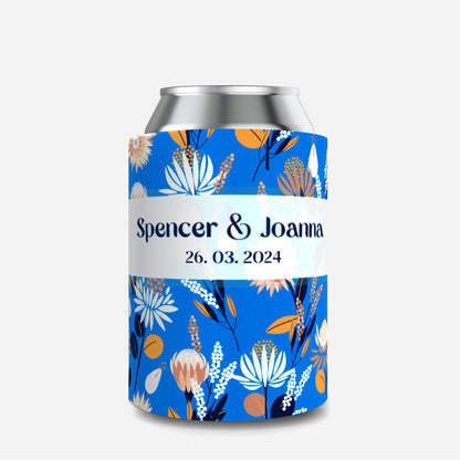 Full Colour Floral Wedding Stubby Holder / Can Cooler - Quantity of 20 - Design 39