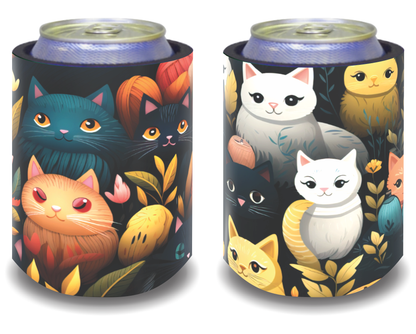 Stubby Holders for home. Set of 6. Full colour stubby holders. Cute Cats.