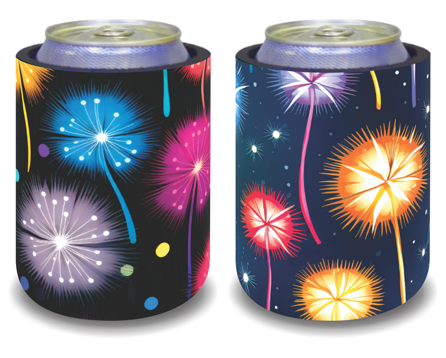 Stubby Holders for home. Set of 6. Full colour stubby holders. Electric dandelions. #111