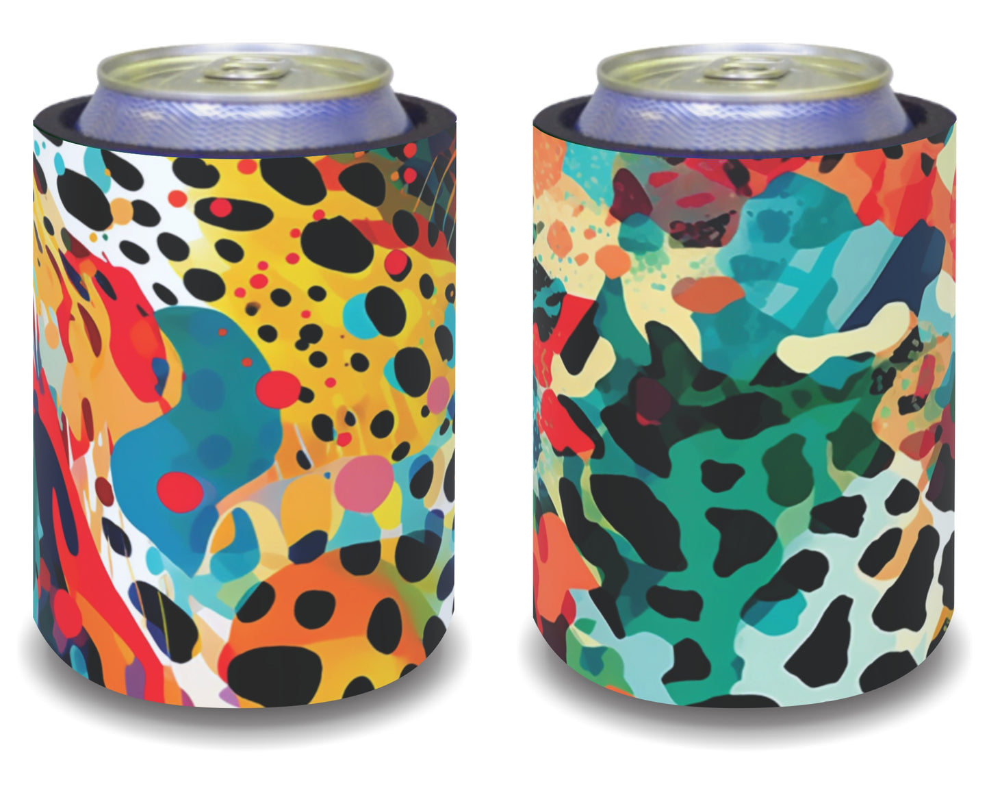 Stubby Holders for home. Set of 6. Full colour stubby holders. Coloured Leopard Skin. #040